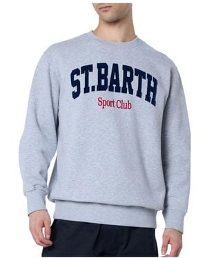 Mc2 Saint Barth Sportlicher flock-sweatshirt für männer - Blau