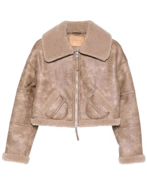 Jakke Jassen ,Polyester Jack Met Schapenvachtkraag - Bruin