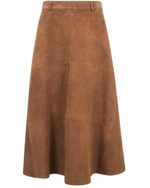 Semicouture Leather Skirts - Brown
