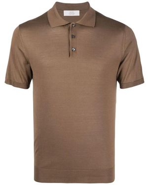 Mauro Ottaviani Seidenes polo-shirt in gerstenbraun