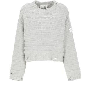 MM6 by Maison Martin Margiela Round-Neck Knitwear - Grigio