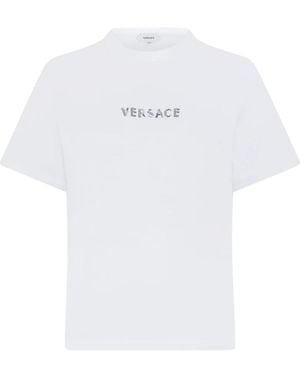 Versace Tops ,Wit ,Katoen Wit Logo Katoenen T-Shirt