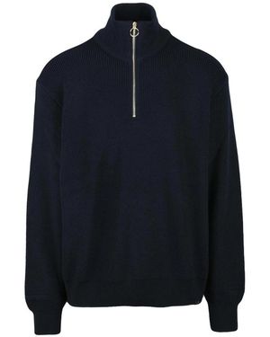 Paul & Shark Truien & Vesten ,Blauw ,Wol Trui Met Col En Rits