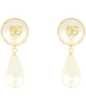 Dolce & Gabbana Barocke Teardrop Ohrringe Mit Logo - Mettallic