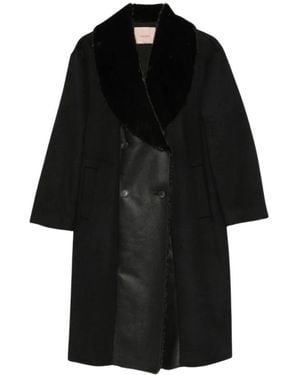 Twinset Jassen ,Zwart ,Coats Double-Breasted Coats