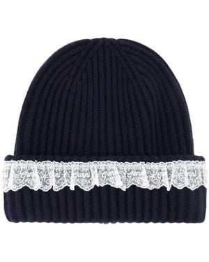 Ganni Accessoires ,Zwart ,Wol Compact Beanie - Blauw