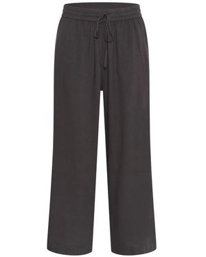 Kaffe Broeken ,Zwart ,Kamilia Cropped Wide Pants - Grijs