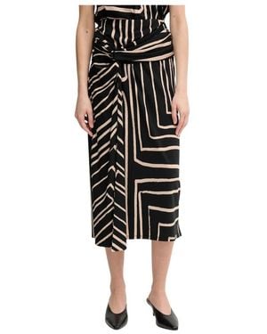 Joseph Ribkoff Rokken ,Zwart ,Leer Geometric Pattern Midi Rok