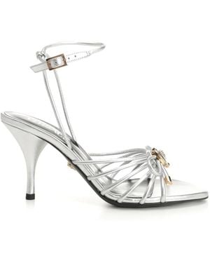 Versace Opera Bow Metallic Sandalen 85 Mm - Weiß