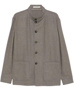 Tagliatore Jassen ,Grijs ,Wol Klein Jas Met Hoge Kraag En Patchzakken
