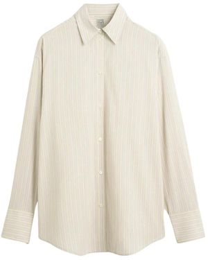 TOTEME Oversized Gestreept Shirt - Wit