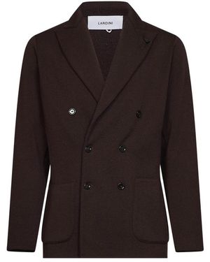Lardini Jassen ,Bruin ,Wol Blazer Met Twee Knopen En Opgestikte Zakken