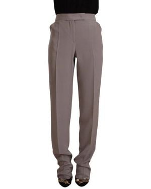 Armani Brown High Waist Silk Tapered Long Pants - Gray