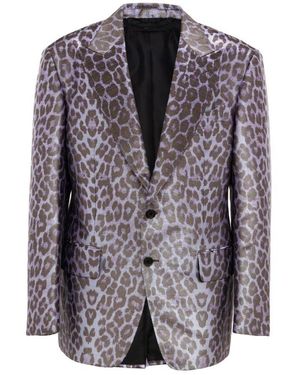 Tom Ford Lila glänzende einreiher-jacke - Grau