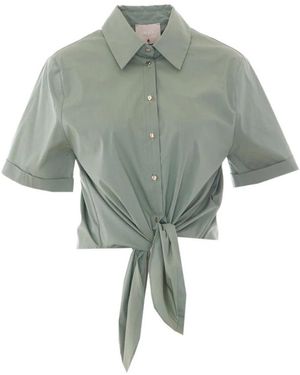 Liu Jo Blouse Met Korte Mouwen En Strikdetail - Groen