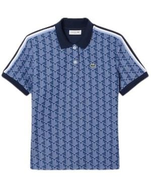 Lacoste Slim Fit Jacquard Polo Met Monogram - Blauw