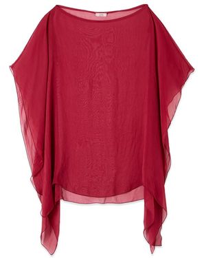 Oltre Poncho Aus Seiden-Voile-Mix - Rot