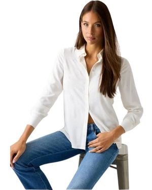 Guess Overhemden ,Wit ,Polyester 4G Logo Shirt - Blauw