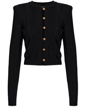 Balmain Cardigan Met Schoudervullingen - Zwart