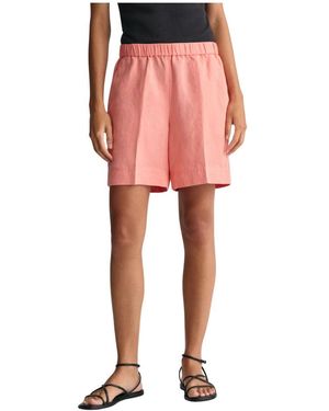 GANT Korte Broeken ,Roze ,Linnen Linnen Viscose Pull-On Shorts