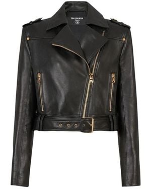 Balmain Leather Jackets - Negro