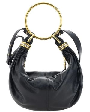 Chloé Lederarmbandtasche Mit Messinggriff - Schwarz