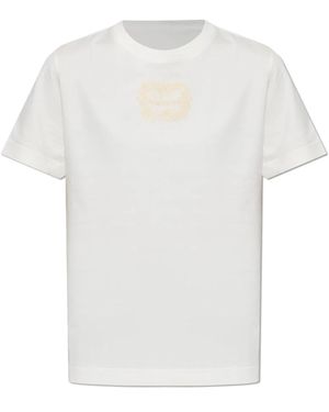 McQueen Tops ,Wit ,Katoen T-Shirt Met Geborduurd Logo