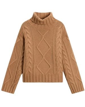 Woolrich Truien & Vesten ,Bruin ,Wol Aran Turtleneck