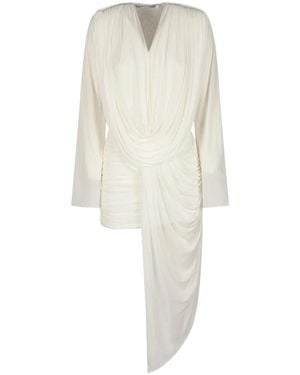 Christopher Esber Ripple Drape Lange Mouwen Mini Jurk - Wit