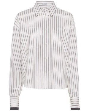 Brunello Cucinelli Elegante Baumwollbluse Für Frauen - Weiß