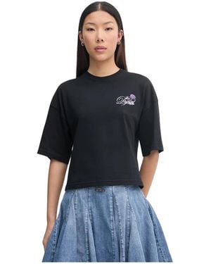 DIESEL Tops ,Zwart ,Katoen T-Cropyn Crop Top