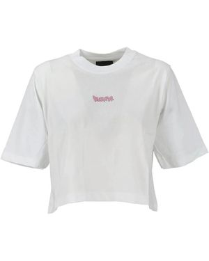 DISCLAIMER Tops ,Wit ,Katoen Crop Jersey Top Urban Style