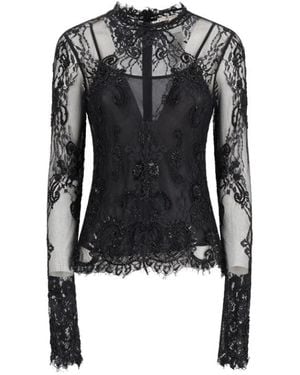 Blumarine Overhemden ,Zwart ,Blusa Pizzo Ricamato