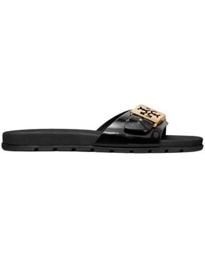 Tory Burch Schoenen ,Zwart ,Leer Buckle Slide