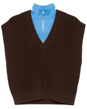 Tibi V-Neck Knitwear - Marron