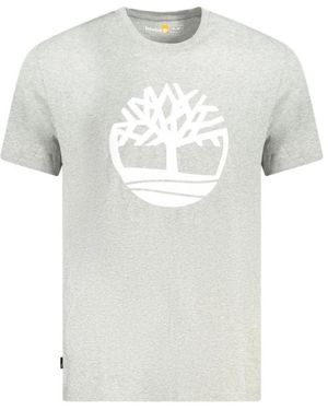 Timberland Tops ,Grijs ,Katoen Grijze Katoenen Crew Neck T-Shirt - Wit
