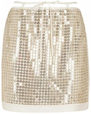 Isabelle Blanche Rokken ,Veelkleurig ,Pailletten Mini Rok Met Pailletten - Naturel
