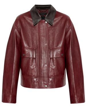 Rag & Bone Jassen ,Rood ,Leer Leren Jas