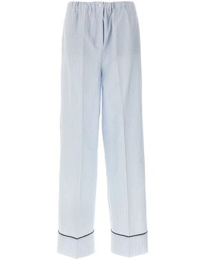 Prada Gestreifte Baumwoll-Popeline-Hose - Blau