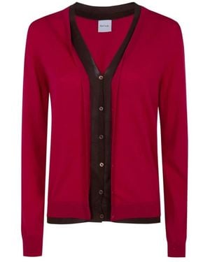 Paul Smith Truien & Vesten ,Rood ,Katoen V-Hals Gelaagd Vest