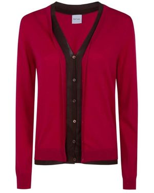 Paul Smith Truien & Vesten ,Rood ,Katoen V-Hals Gelaagd Vest