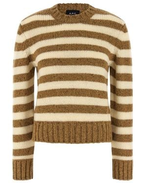 A.P.C. Gestreept Tricot Van Zuiver Scheerwol - Bruin