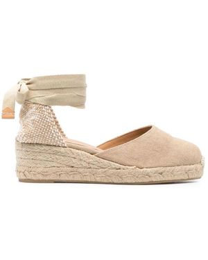 Castañer Raffia keilabsatz sandale mit knöchelriemen - Natur