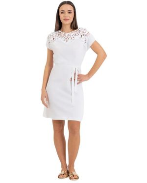 Kocca Elegante Slanke Jurk Boven De Knie - Wit