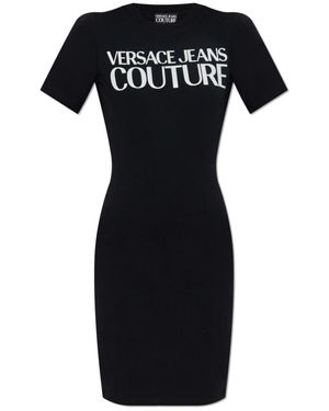 Versace Jeans Couture Kleid Mit Bedrucktem Logo - Schwarz