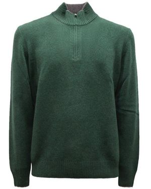 Gran Sasso Woll-Halbzip-Pullover - Grün