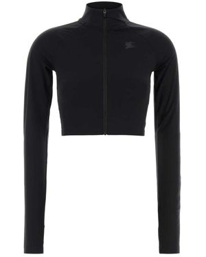 Burberry Hoodies & Sweatvesten ,Zwart ,Nylon Stretch Nylon Sweatshirt