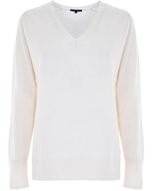 Kocca Luxuriöser V-Ausschnitt Wollmischpullover - Weiß
