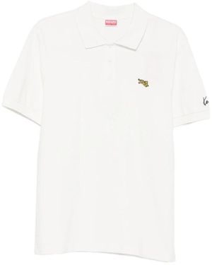 KENZO Tops ,Wit ,Katoen Tiger Patch Polo Shirt