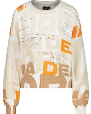 Monari Rundhals-Pullover Mit Buchstaben - Weiß